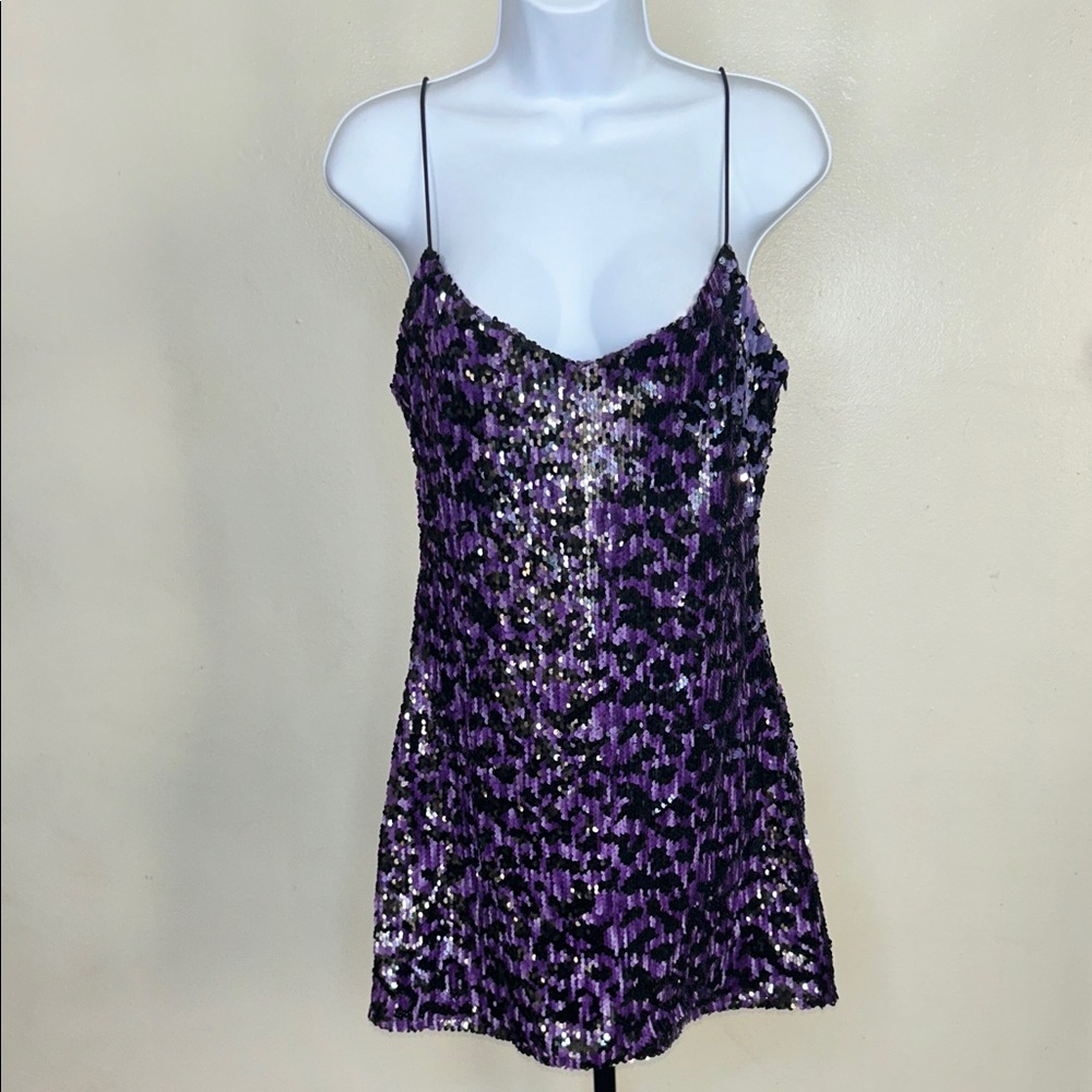 Purple Sequin Cami Tank Top Dress - Women